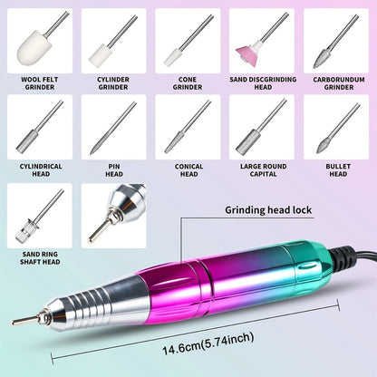 Professional Nail Drill Machine 45000RPM Cordless – Rechargeable Electric Nail Efile for Acrylic & Gel Nails | Manicure Pedicure Polishing & Shaping Tool for Salon & Home Use
