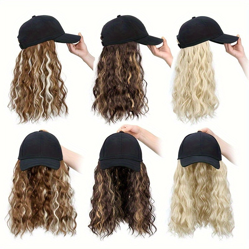 Heat-resistant Women's Black Synthetic Wig - Long Curly Wavy Hair Extensions with Adjustable Baseball Cap, Cosplay, Weddings, And Filming - Natural Volume And Elastic Net Base Ensure A Secure Hair Colors And Occasions, Cosplay Accessories