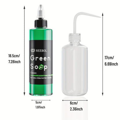 Tattoo Green Soap Concentrated Cleaning Solution 8.5oz with Squeeze Bottle Skin Prep Before & After Tattooing Moisturizing Balm Cream Lint-Free Wipes Kit