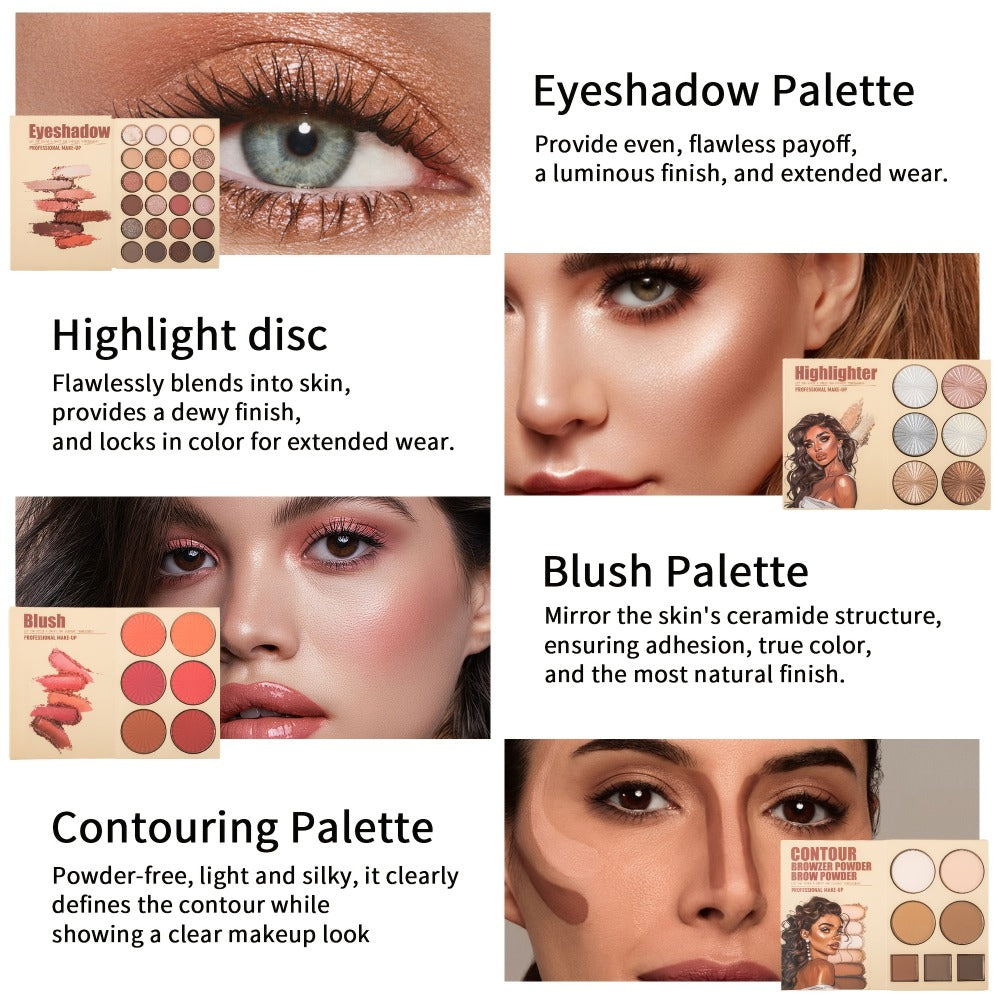 Eyeshadow Palette 43 Colors Book-Style Folding Matte Shimmer Contour Blush Highlighter Powder All-in-One Multifunctional Makeup Palette