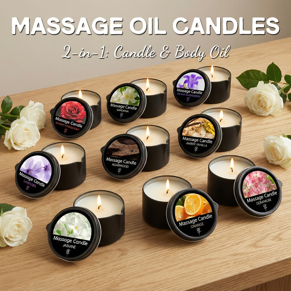 EVODUCK 6pcs/2pcs/1pc 2-In-1 Massage Oil Candle with Essential Oil Luxury Scented Candle with Soy Wax – Warm Moisturizing Body Lotion – Nail Salon, Spa, Pedicure, Beauty, Wedding, Christmas, Valentine'S Day Gift for Women (Total 12Oz/ – Each 2Oz)