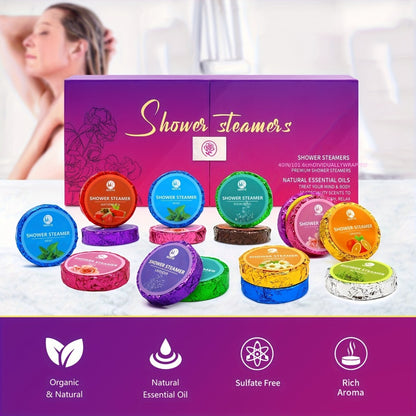 Shower Steamers 40 Pcs Spa Gift Set - 10 Unique Aromatherapy Scents Rose Lavender Eucalyptus Rosemary - Self Care Bath Bombs for Women Men Holiday Birthday Gift