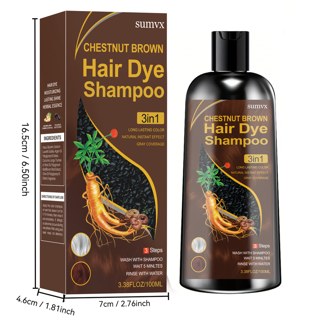 This Is a 3-In-1 Hair Dye Shampoo Made from Natural Plant, Providing Deep Moisture And Protection for Your Hair. The Plant-Based Dye Is Gentle And Non-Irritating, Offers Long-Lasting Color, And Effectively Covers Gray Hair