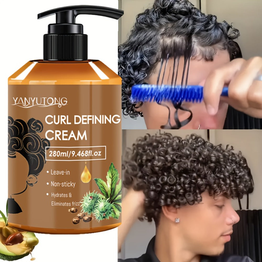 Curl Setting Cream with Castor Oil 280ml - Moisturizing, Long-Lasting Shape & Frizz Control, Non-Greasy Formula for Wavy, Curly & Straight Hair, Adults