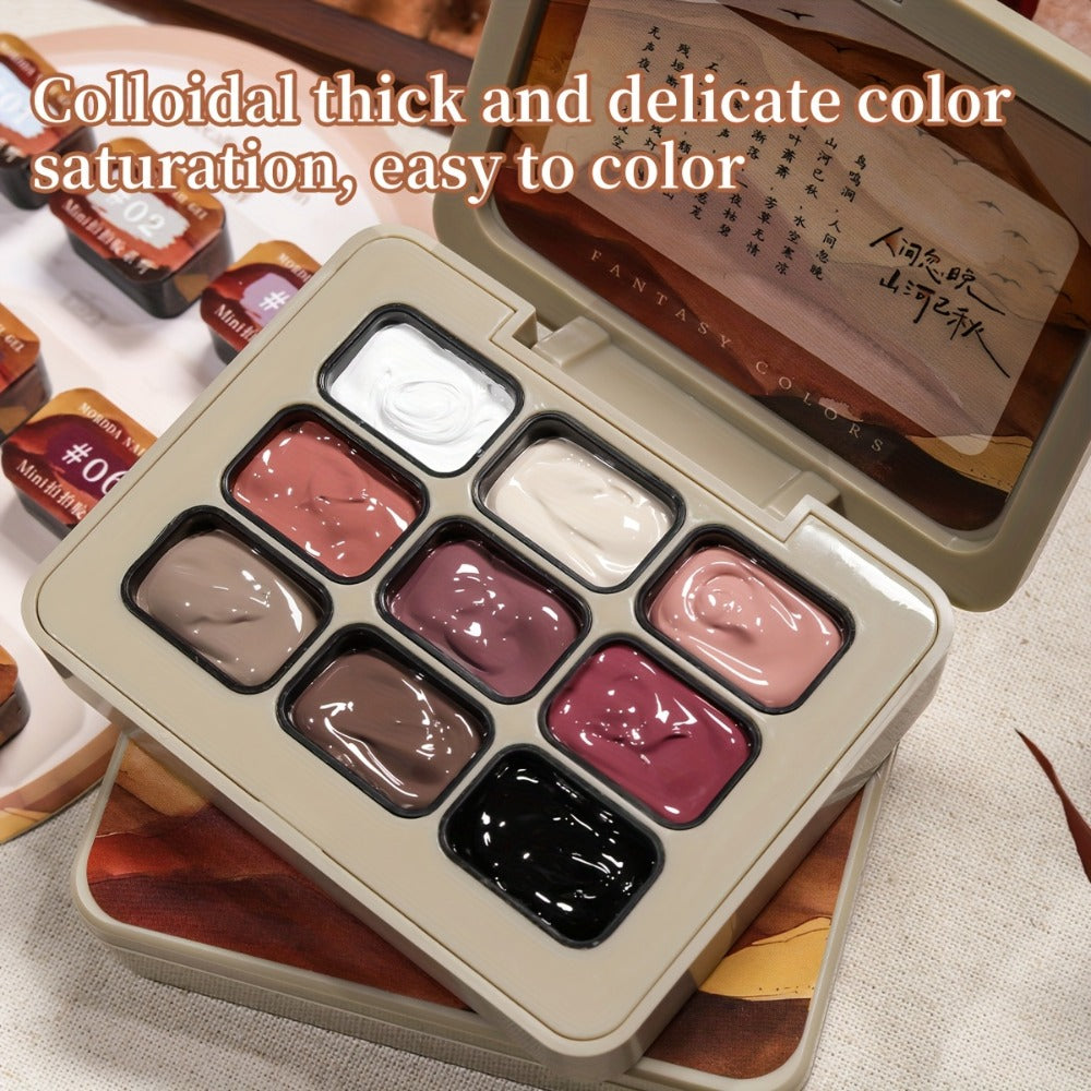 MORDDA Nine Palace Grid Autumn Farewell Complete Set - 2025 New Nail Art Gel with Gradient Effect, Firm and Long-lasting Seasonal Fashionable High Saturation Glossy Women's Nail Selection Salon Quality DIY Art Design