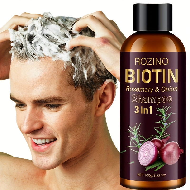 3.527Oz 3-In-1 Shampoo with Rosemary, Biotin, Onion, for Damaged Hair Scalp, Nourishes And Shines Hair, Cleanses Loose Scalp Debris, Strengthens Hair, Moisturizes Hair Roots, Revitalizes Hair/Hair'S Beauty