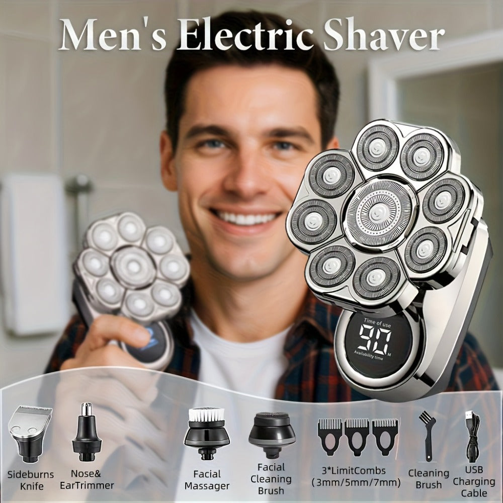 9D Electric Head Shaver for Bald Men, Upgraded 5-In-1 Head Shaver for Bald Men, Grooming Kit Electric Shaver for Men, Cordless Rechargeable Bald Head Razor for Home&Travel Gift Good, Valentine'S Day Gift