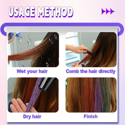 Hair Dye Chalk Comb 14-Color Set — Temporary Washable Hair Color, Plant-Based Squalane & Glycerin Formula, Vibrant Creative Styles for Parties & Events, Safe for All Hair Types