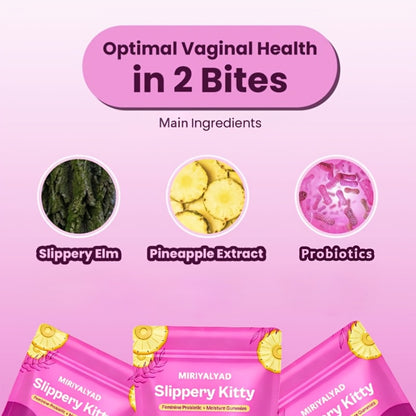 Feminine Probiotic Gummies 60-Count 30-Day Supply | pH Balance Odor Control & Vaginal Moisture Support | Slippery Elm Bacillus Coagulans Pineapple Flavor | Vegan Gluten-Free Women's Health