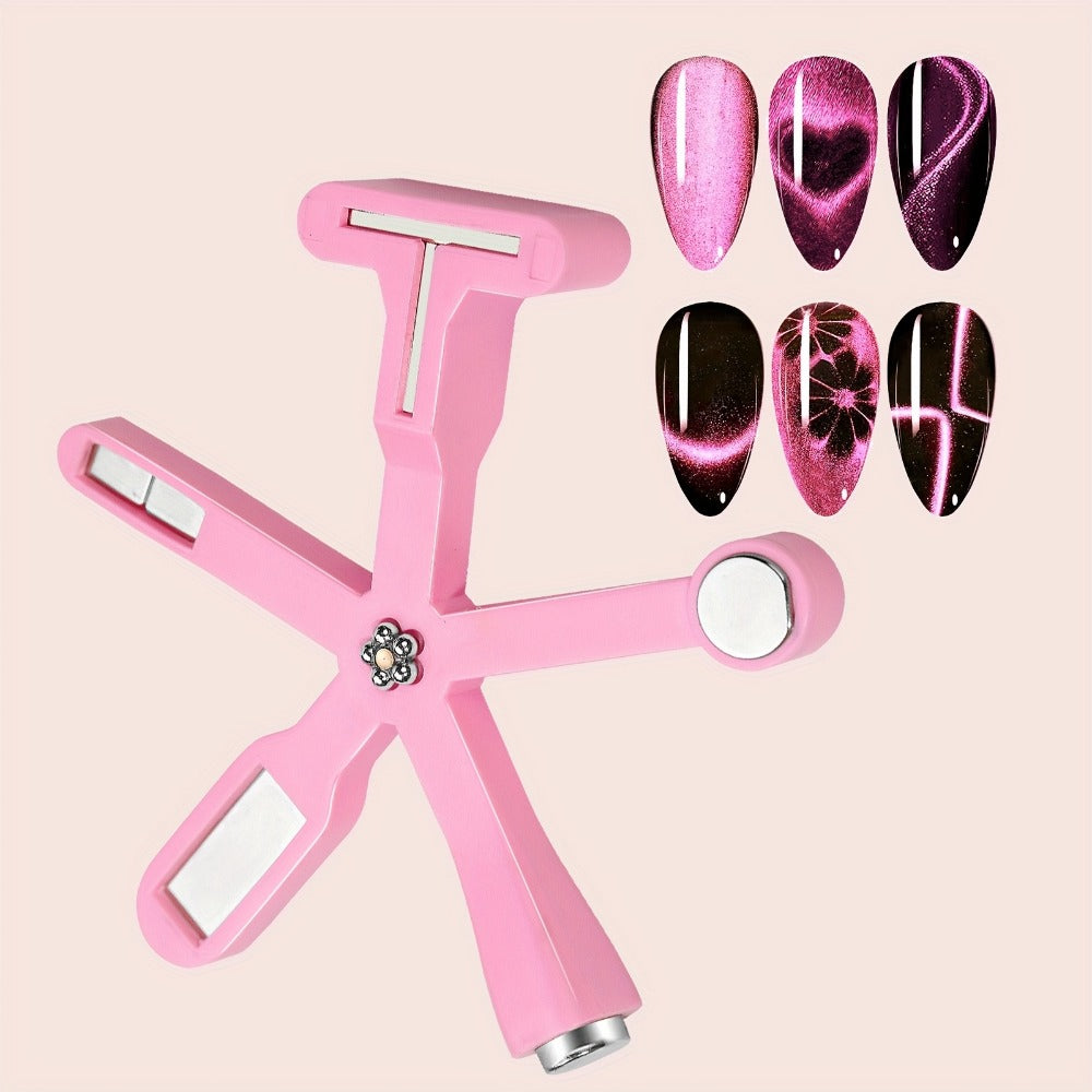 3pcs Nail Art Magnet Set - Pink 6-in-1 for cat Eye, Versatile Magnet Tool For Cat Eye Polish Heart Shaped Round Multifunctional Accessories For Studio Home Salon