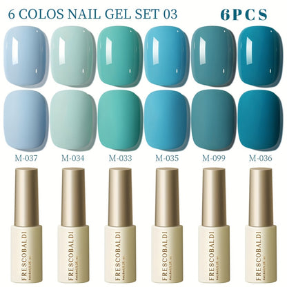 Gel Nail Polish Set 6pcs Solid Color Self-Leveling Soak-Off LED UV Nail Art Polish Popular Colors Daily Salon Manicure Kit Women