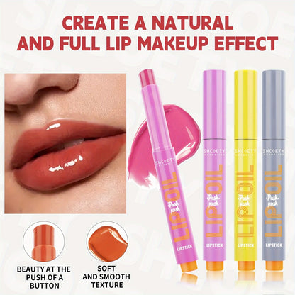 Lip Gloss Set 6 Pcs Neon Colors Moisturizing Press-On Lipstick Glossy Finish Long-Lasting Lip Makeup Gift Set for Women Valentine's Day