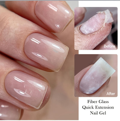 Fiberglass Construction Gel Nail Polish 3pcs - Clear Fiber Glass Gel for Nail Extension & Broken Nail Repair, UV LED Soak-Off Builder Gel Varnish