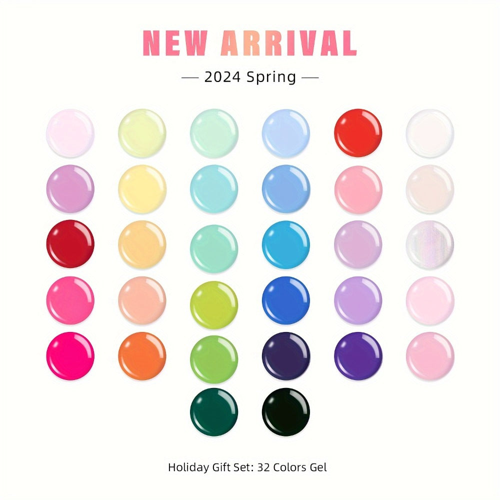 Gel Nail Polish Set 32 Colors Nude Gray Pink Blue Floral Rhapsody Series Pastel Paint Can Be Soaked UV Four Seasons Manicure Starter Set Women's Gift