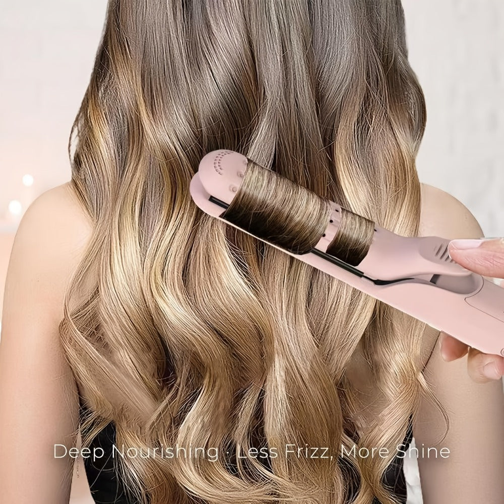 2-In-1 Airflow Curling Iron for Lasting Curls - 360° Airflow Styler Ceramic Flat Iron Hair Straightener And Curler, Anti-Scald Curling Wand, 360° Cool Air, 5 Temps Adjustable for Long Short Hair