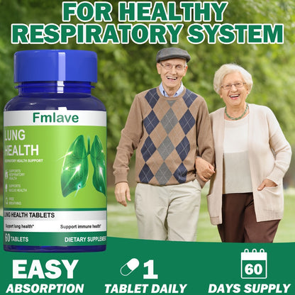 Lung Cleanse Supplement Tablets with Herbal Extract Formula | Respiratory Health Breathing Comfort Mucus Clearance & Immune Support | 60 Tablets 36g Natural Lung Cleanser
