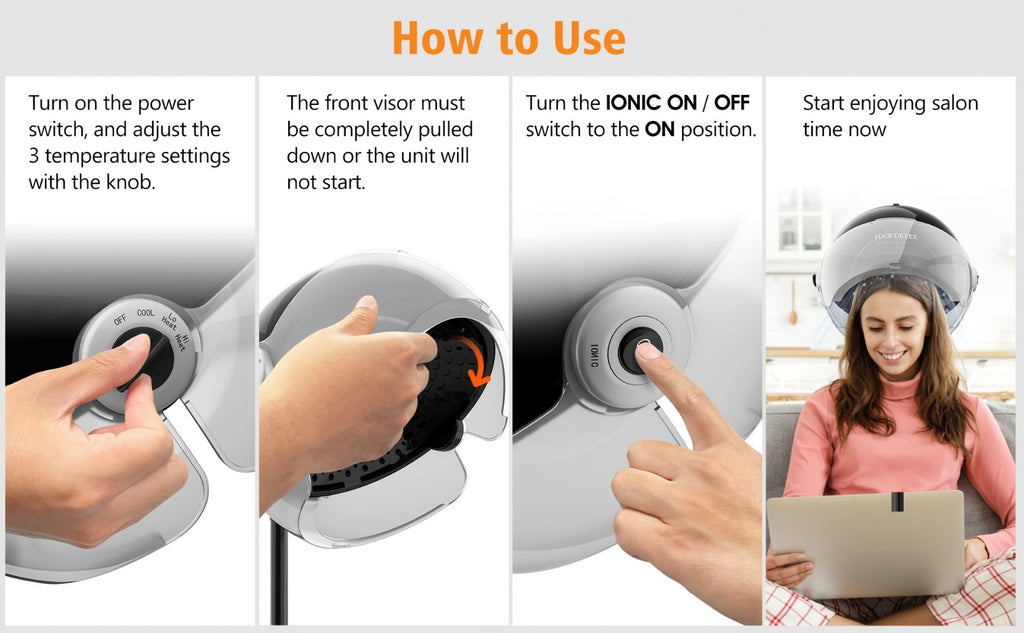 Standing Hair Dryer 1875W Professional Ionic Hooded Hair Dryer