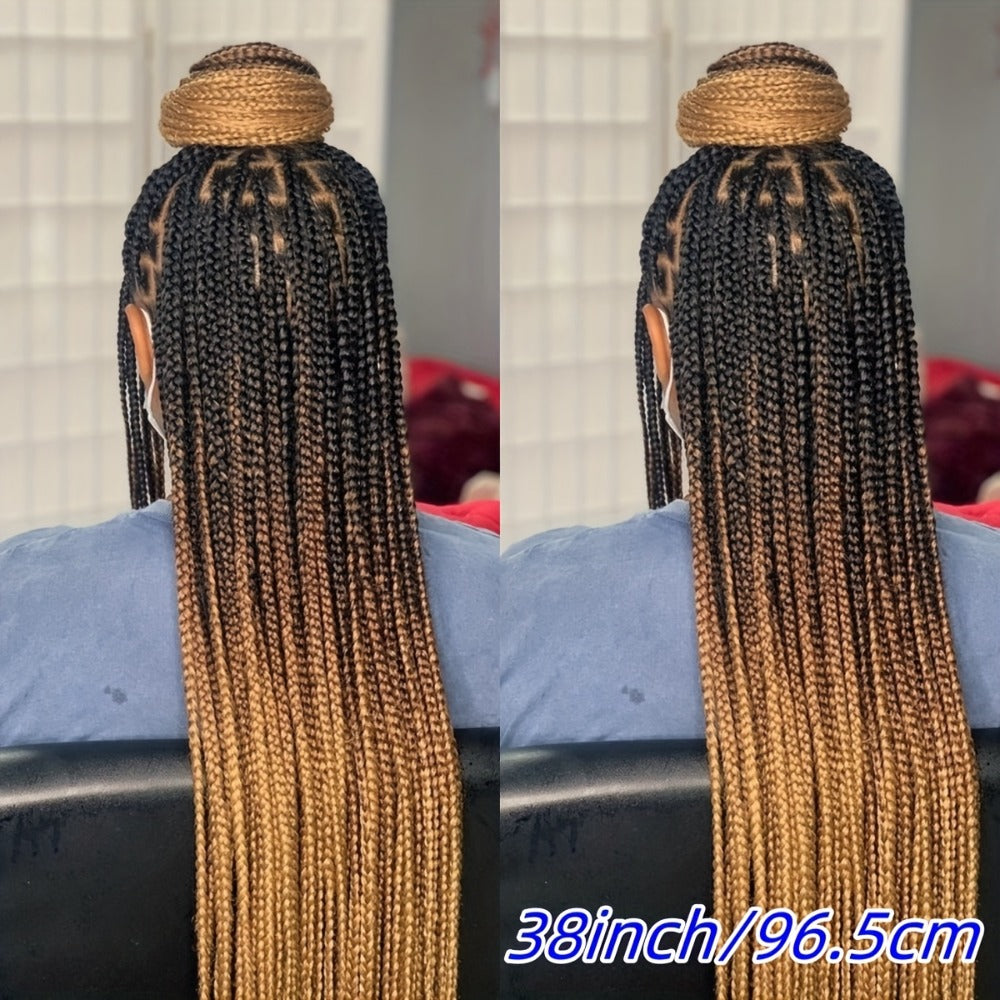 Knotless Box Braid Wig for Women — 360° HD Full Lace Synthetic Lace Front, Handmade Faux Locs, 26 & 38 Inch, Protective Style, Multiple Colors, All Ethnicities