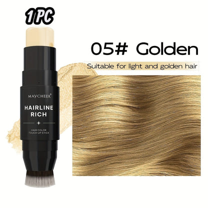 Hair Color Pen Root Touch-Up Stick with Brush | Waterproof Temporary Gray & White Hair Coverage | Plant Squalane Formula | Fast Seamless Application | 3 Shades