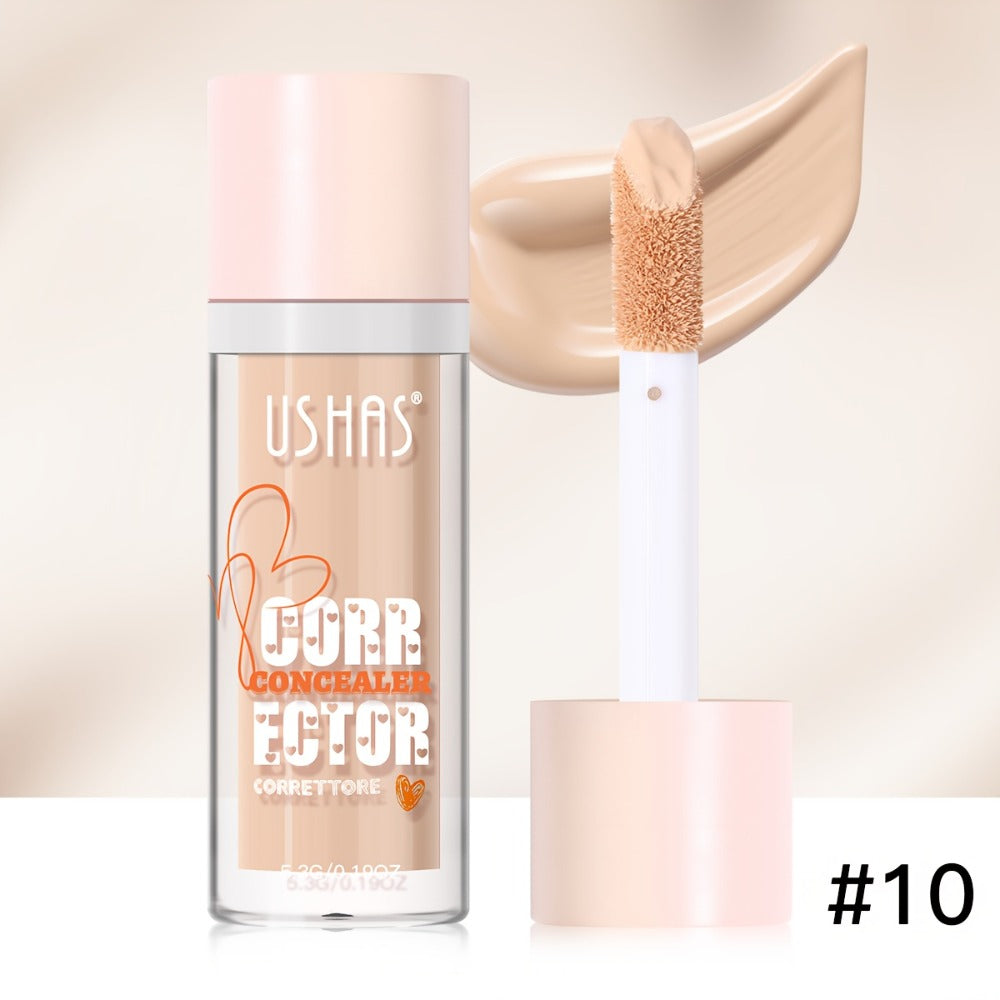 USHAS Liquid Concealer - 12 Shade Range, Full-Coverage Waterproof & Buildable Coverage, Self-Applying Applicator Brush Tip, Long-Lasting Non-Cakey Formula for Sensitive/Combination/Oily Beige - Instantly Cover Dark Circles,, Blemishes