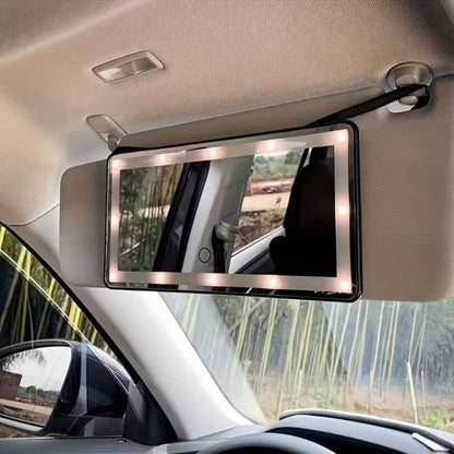 Car Sun Visor Makeup Mirror with LED Lights - USB Powered, 3 Light Modes, Lighted Visor Mirror for Cars Trucks SUVs, Road Trip Vanity Mirror, Gift for Women Female Drivers Christmas Birthday