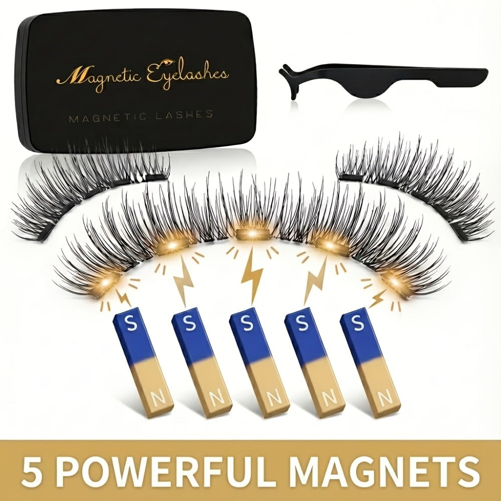 8pcs Magnetic False Eyelashes Set, Natural Makeup Effect, No Glue Needed, Reusable Double Magnetic Lashes with Applicator, Suitable for Parties, Travel, Daily Use, Includes Tweezers, Gift for Mom