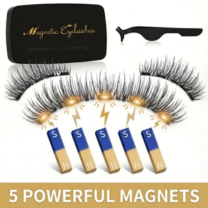 No Glue Magnetic Eyelashes 8Pcs Reusable Double Magnetic False Lashes Set – Natural Makeup Effect with Applicator & Tweezers for Daily Wear, Parties, Travel & Gift for Mom
