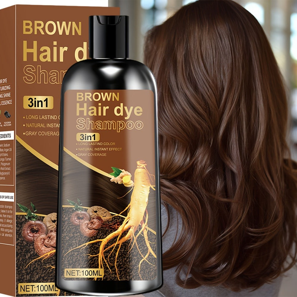 Natural Plant Extract Hair Coloring Shampoo 3.38oz | Deep Moisturizing Long-Lasting Color | Scalp-Safe Gray Coverage for Men & Women | Black Brown Chestnut