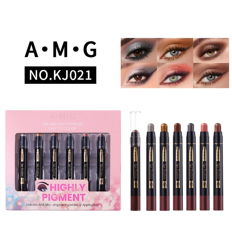 6-Color Multifunctional Eyeshadow Pencil Set | Waterproof Metallic and Matte Eyeshadow Sticks, Multicolor Highlight Eyeliner, Long-Lasting High Glitter and Neutral Brown Crayons | Ideal for Christmas, Anniversary, Black Friday Gifts