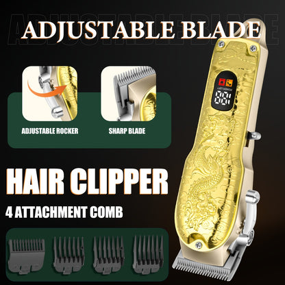 Men's Hair Clipper & Trimmer Gift Set — LQT 3-Piece Cordless Professional Hair Clipper, Electric Shaver & Hair Cutter with LED Display, Gift Box Packaging, Perfect Father’s Day & Birthday Gift