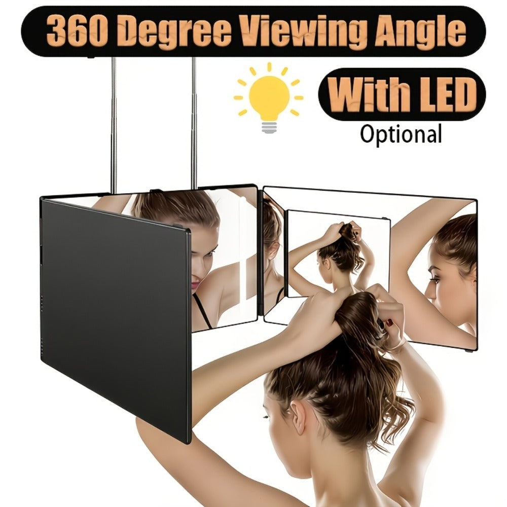 360-Degree Viewing Angle Hair Cutting Mirror, 3-Way Self Haircut Mirror with Clear Anti-Fog HD Glass, USB Rechargeable, Beauty And Personal Care, Barber's Mirror, An Ideal Choice for Gifts, Wedding Makeup Mirror Which Can Illuminate Your Beauty