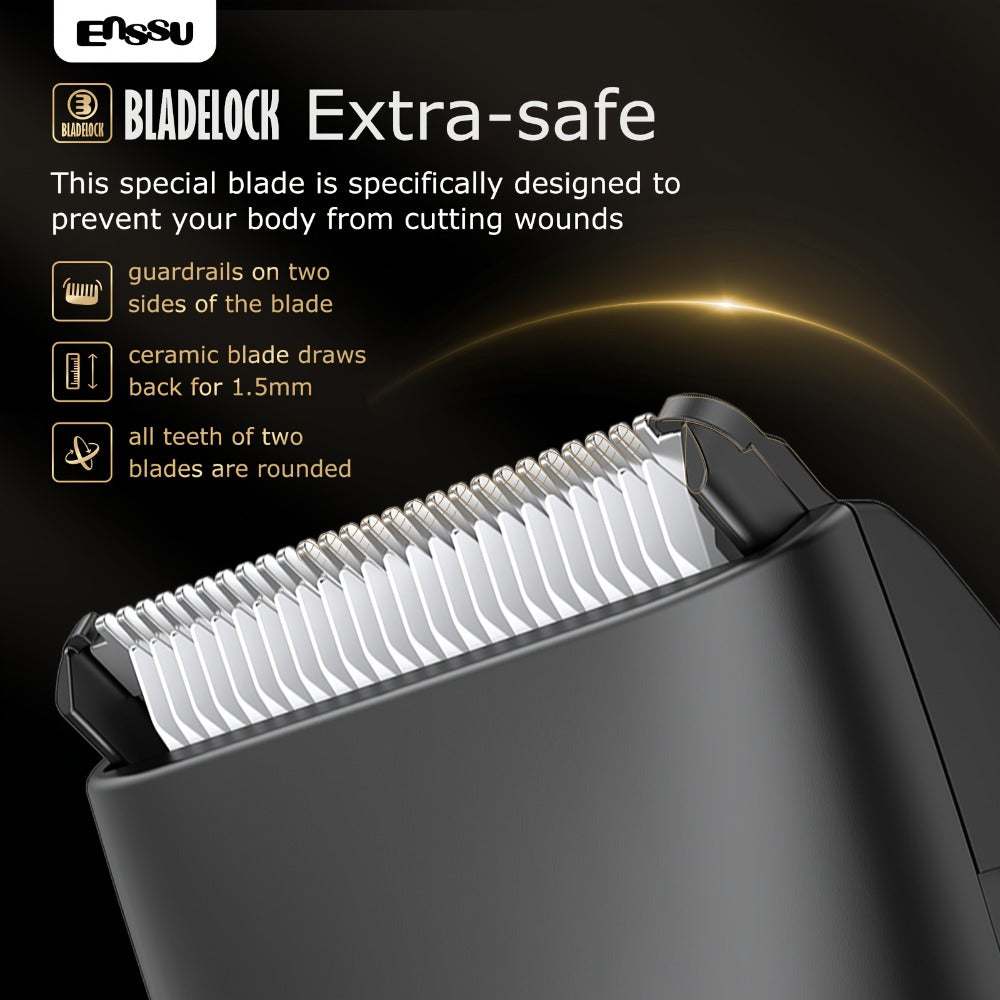 Professional Body Hair Trimmer, IPX7 And Replaceable Blade. LCD Display Screen, Men's Private And Full Body Electric Hair Clipper, Interchangeable Ceramic Blade Beauty Special, Men's Bikini Trimmer, Best Gift for Friends And Family ES030