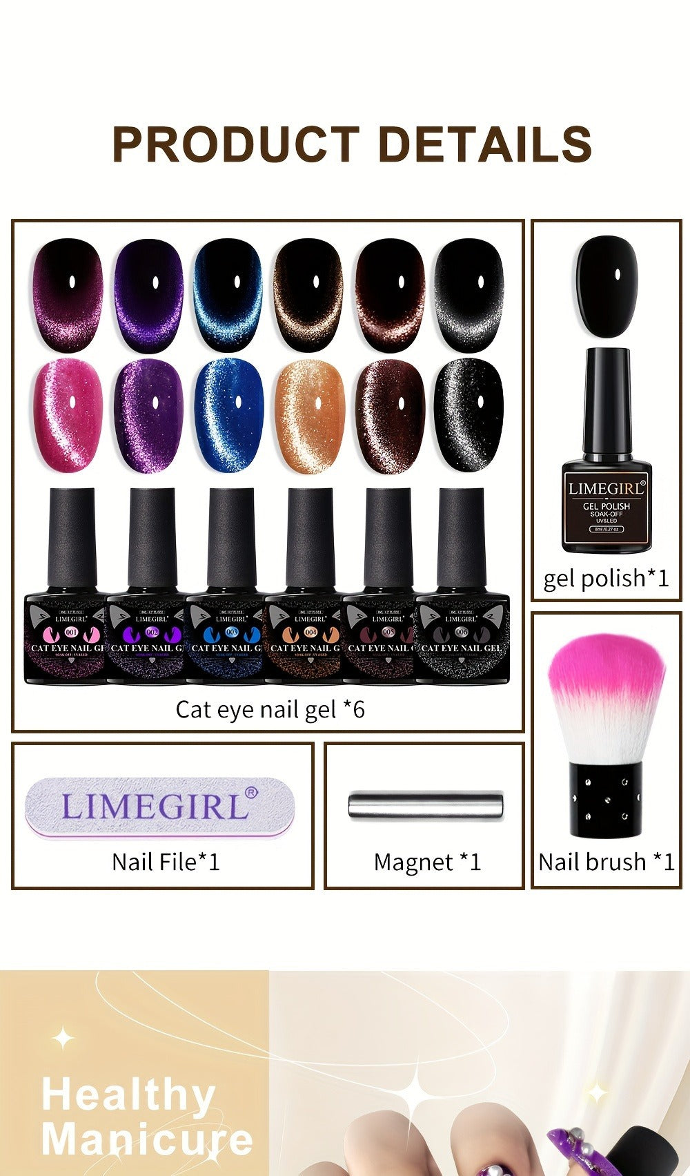 Cat Eye Magnetic Gel Nail Polish 0.27oz - Holographic Chameleon Flash Gel, Semi-Permanent Magnetic Sand Effect for Salon & Home Nail Art, UV LED Gel Varnish