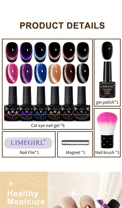 Cat Eye Magnetic Gel Nail Polish 0.27oz - Holographic Chameleon Flash Gel, Semi-Permanent Magnetic Sand Effect for Salon & Home Nail Art, UV LED Gel Varnish