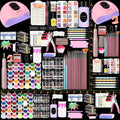 A Complete Acrylic Nail Kit That Includes a Drill And Light, Featuring Colored Acrylic Powders And All Necessary Tools for Beginners to Create Beautiful Nail Designs.