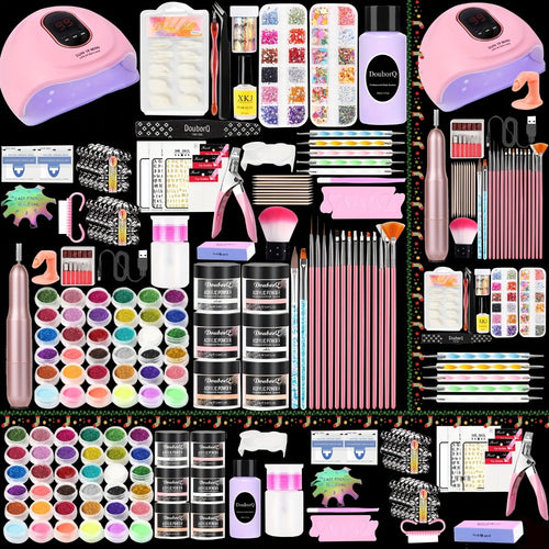 Acrylic Nail Kit Complete with Drill Light Colored Acrylic Powders and All Tools for Beginners Beautiful Nail Designs Professional Starter Set