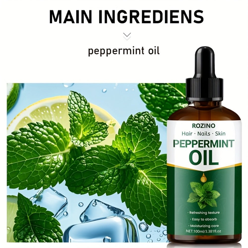 Peppermint Essential Oil: 100% Pure Plant Essential Oil, Suitable for Massage, Shower, Skin Care, Face, Body, Nail, Hair And Eyelash Care. General Use