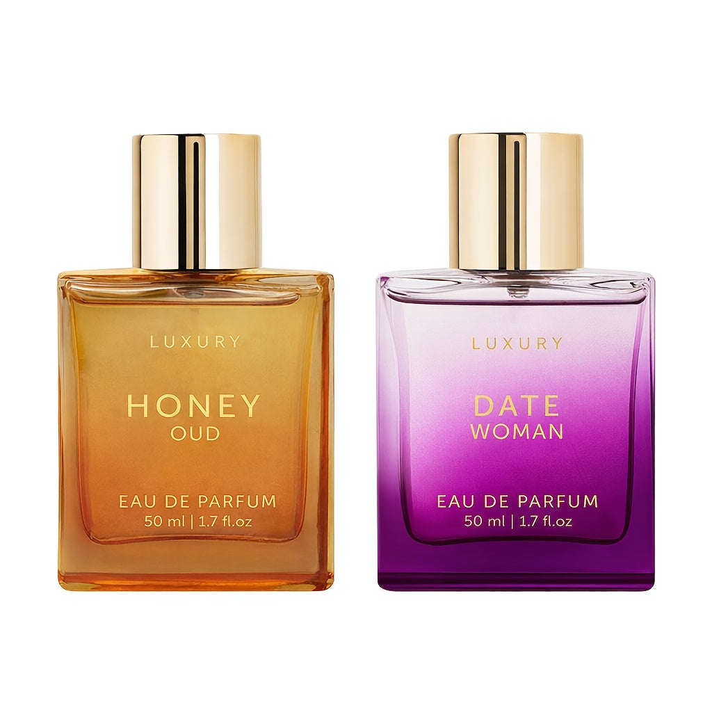 Arabian Oud Perfume Set Honey Oud & Date EDP 50ml Long Lasting Warm Amber Woody Oriental Fragrance for Women Men Unisex Gift