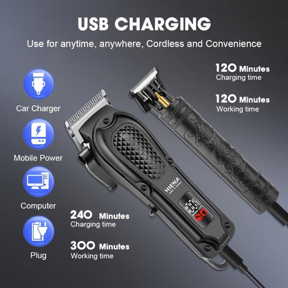 Men's Grooming Set 2pcs - Electric Hair Clipper & Detail Trimmer with USB Charging, LCD Display, Professional Hair Cutting Kit for Men, Ideal Gift for Father, Husband & Boyfriend