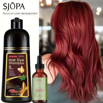 Color Dyeing Shampoo 5-in-1 Instant Hair Color Conditioner 16.9oz - SJOPA Safe Natural No Pungent Smell Unisex Hair Dye Shampoo Serum for Men Women Gift