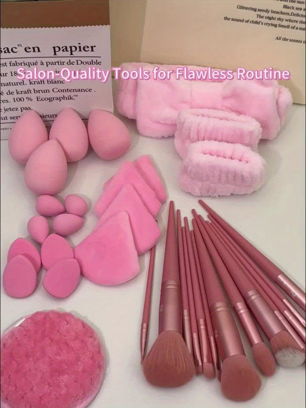 46pcs Makeup Brush And Sponge Set Professional Makeup Brush Set Triangle Foundation Puff Cleaning Foundation Puff Makeup Tool Set