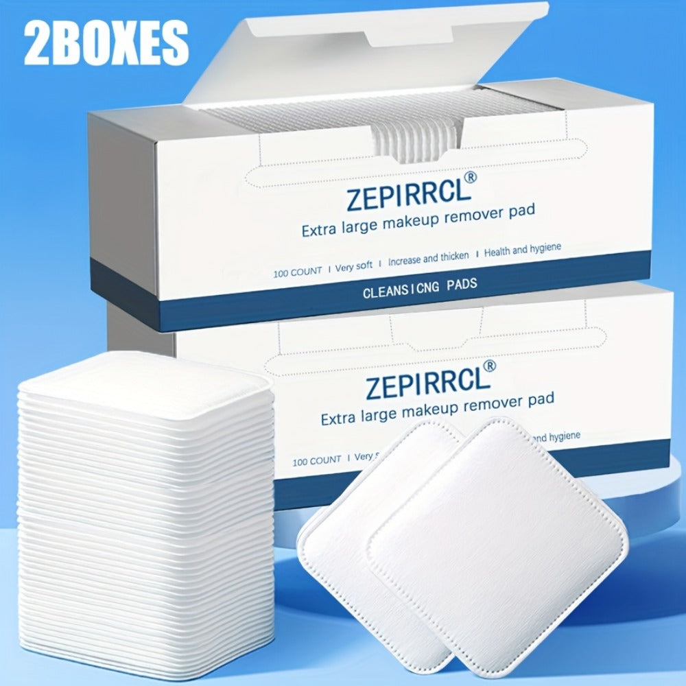 2 BOXES of Disposable Boxed Square Cleansing Pads, Extra Thick, Soft And Light Beige-Friendly, Wet And Dry, Suitable for Daily Cleansing And Skincare, 2.76 X 2.36 inch, 100pcs/Box