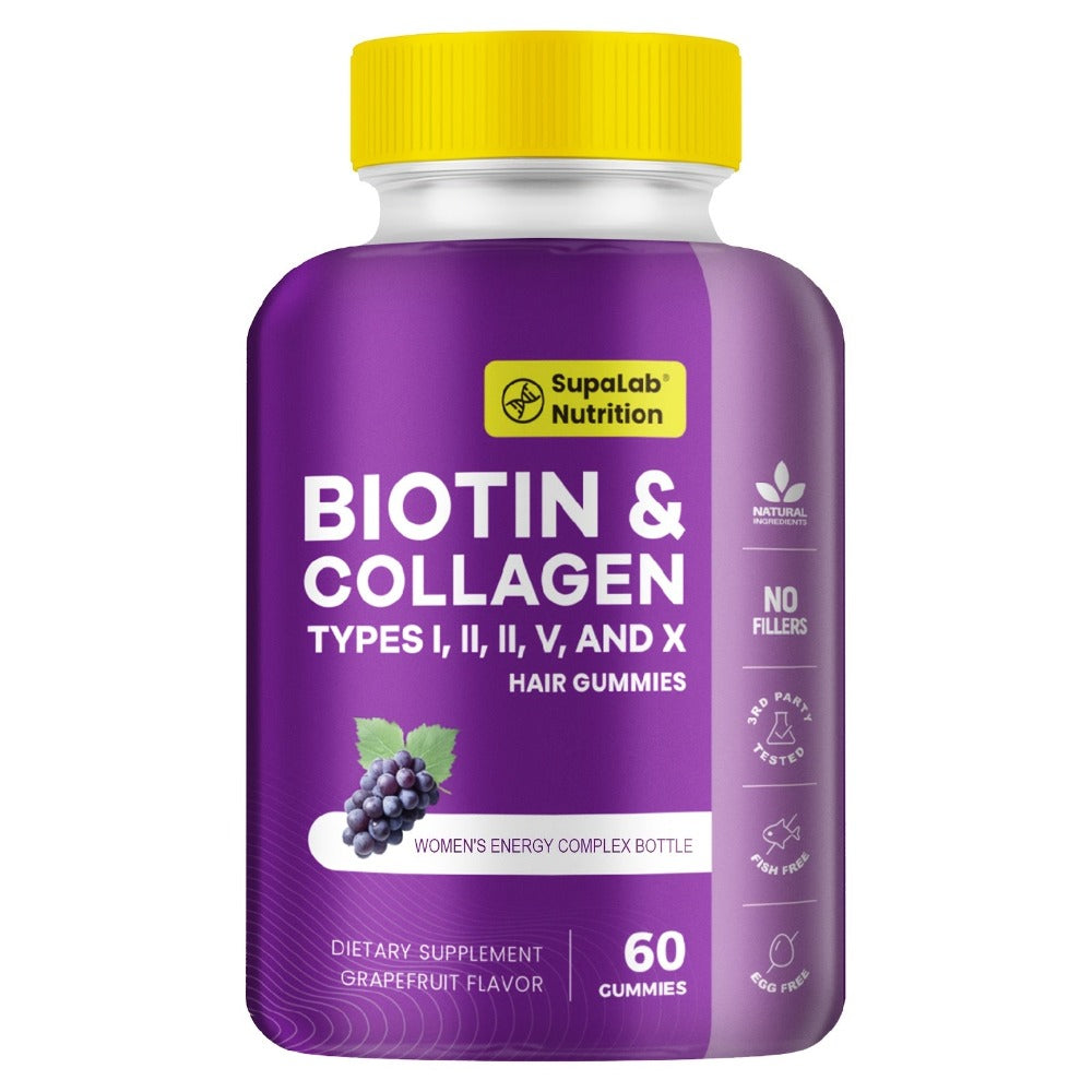 Collagen Powder Capsules - Type I, II, III, V, X with Vitamin C, Hyaluronic Acid & Biotin | for Skin Hydration & Elasticity, Hair & Nail | for Men & Women, 3-Party Tested, 90 Capsules