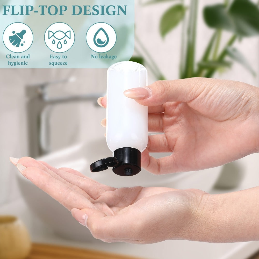 100pcs Small Plastic Bottles with Caps | 2 Oz Clear Empty Squeeze Bottle with Flip Cap, Small Refillable Transparent Travel Dispenser Container for Shampoo, Lotion, Conditioner, Liquid Soap - UNITTYPE