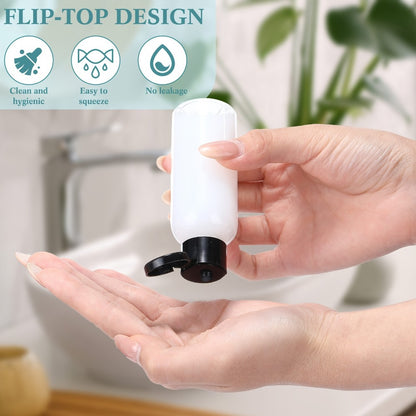 Squeeze Bottles 2oz with Flip Cap 100 Pack Clear Plastic Refillable Travel Dispenser Containers for Shampoo Lotion Conditioner Liquid Soap Empty Transparent Bottles