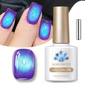BORN PRETTY 0.34oz Blueberry Glitter Cat Magnetic Gel Nail Polish Glass Beaded Purple Blue Sparkling Semi-Permanent Gel Varnish