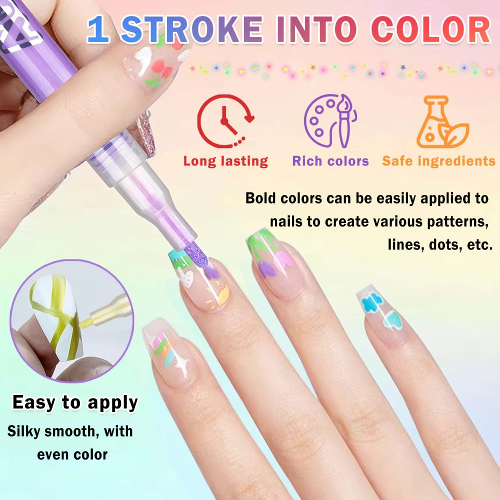 12/24/36 Colors Nail Polish Pen Set, Nail Art Pens For Painting, Black White Liner Gel Polish, Dotting French Tips Drawing Liner Brush Pen, Waterproof Acrylic Marker Pen, Nail Art Decoration Kit