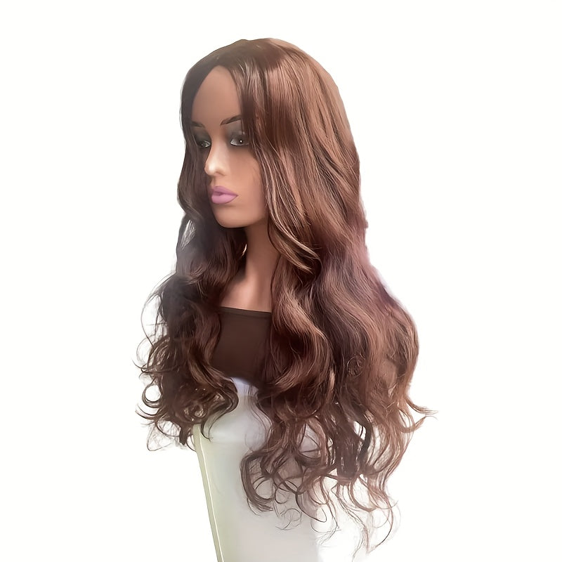Fluffy Deep Brown Curly Hair Fashion Party Hairstyle Long Wig Big Wave Headband