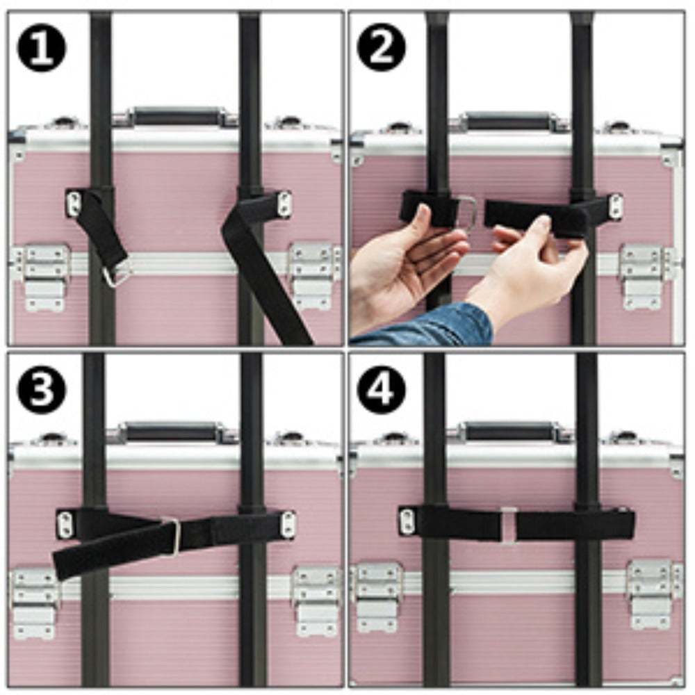 OmySalon 4in 1 Rolling Makeup Train Case, Aluminum Makeup Travel Organizer Cosmetic Case, Cosmetology Display Suitcase On Wheels, Beauty Storage Luggage Lockable W/4 Removable Wheels, Valentines Day Gift for Her, Valentine's Day And Other Festivals