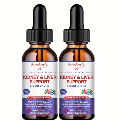 Kidney & Liver Support Supplement 27-in-1 — Vegan Formula with Milk Thistle & Natural Herbs | Alcohol-Free Liquid | Healthy Liver & Kidney Function | 60ml or 120ml
